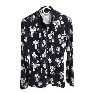 Maurices In Motion Black w/White Floral Print Unique Fitted Jacket Size M